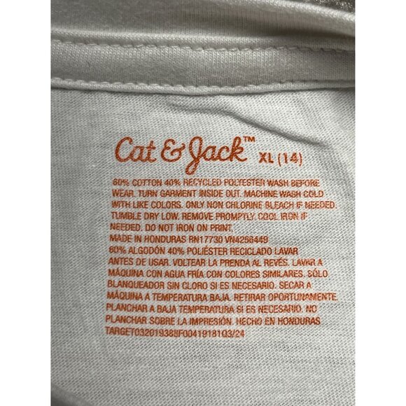 Cat & Jack White Short Sleeve Floral T-Shirt‎  Girls  XL (14) New with tags - Picture 3 of 7